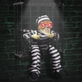 Halloween's Motion Sensor Animated Skull Prisoner with Red LED Eyes