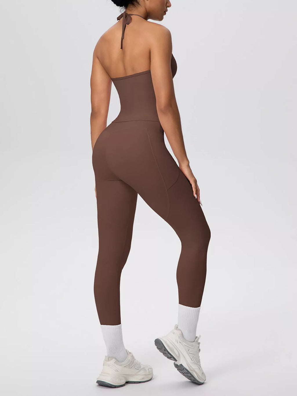 Halter Neck Cami and High-Waisted Pocket Leggings Active Set