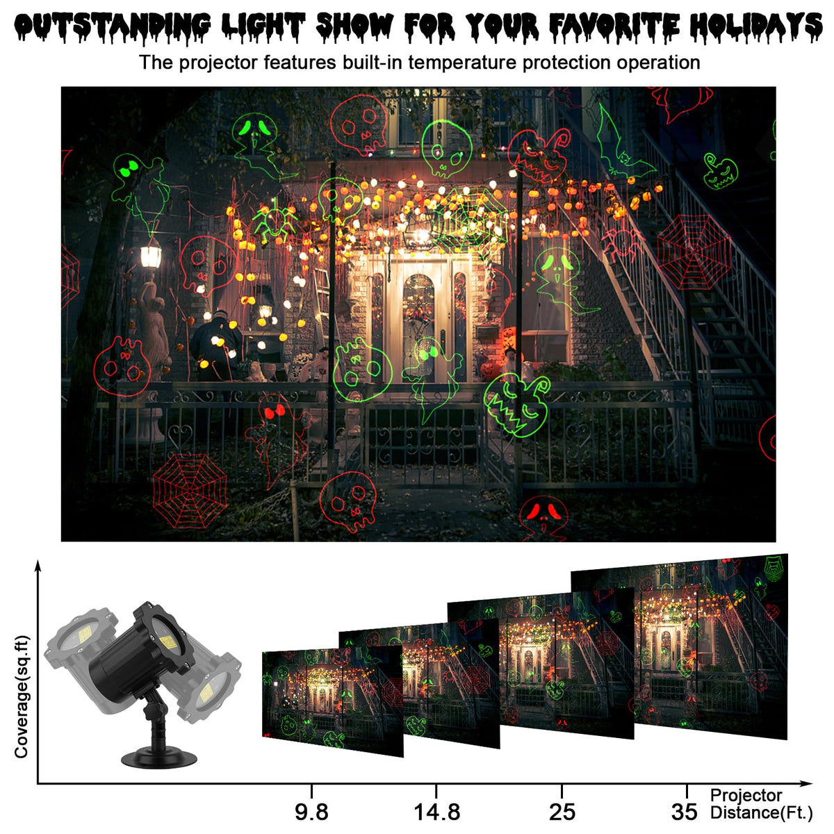 Halloween's Outdoor Laser Projector with Remote & Timer for Displays