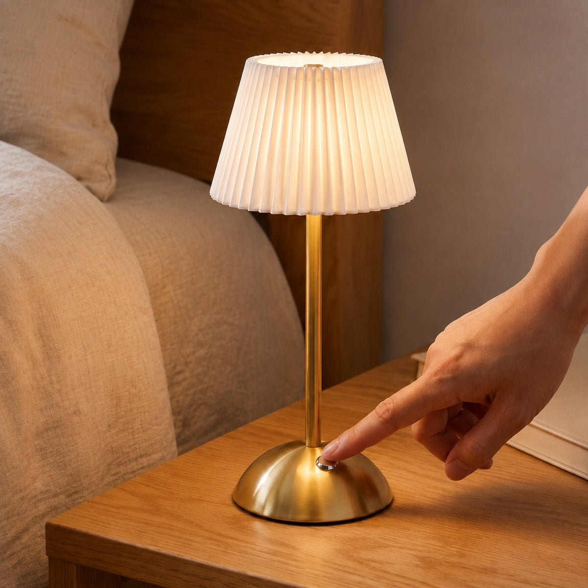 Woodford Pleated Shade Cordless Table Lamp