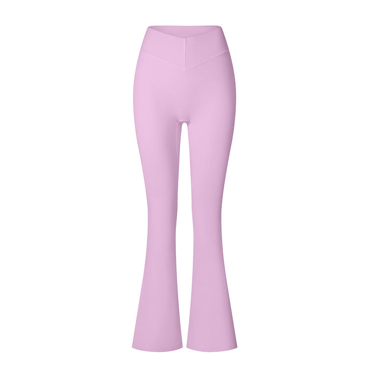 Brushed Flared V-waist Sports Tight Trousers