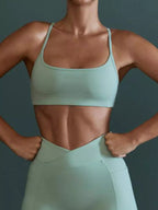 Seamless Cross-Waist Backless Cami and Leggings Active Set