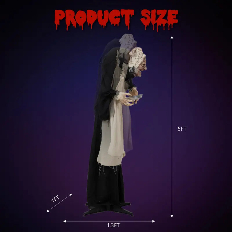 Halloween's 5ft Animated Figure with Sound-Activated Movement and LED Eyes