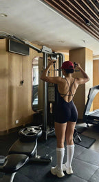 Adjustable Strap Cross-Back Sculpting Athletic Bodysuit Onesie