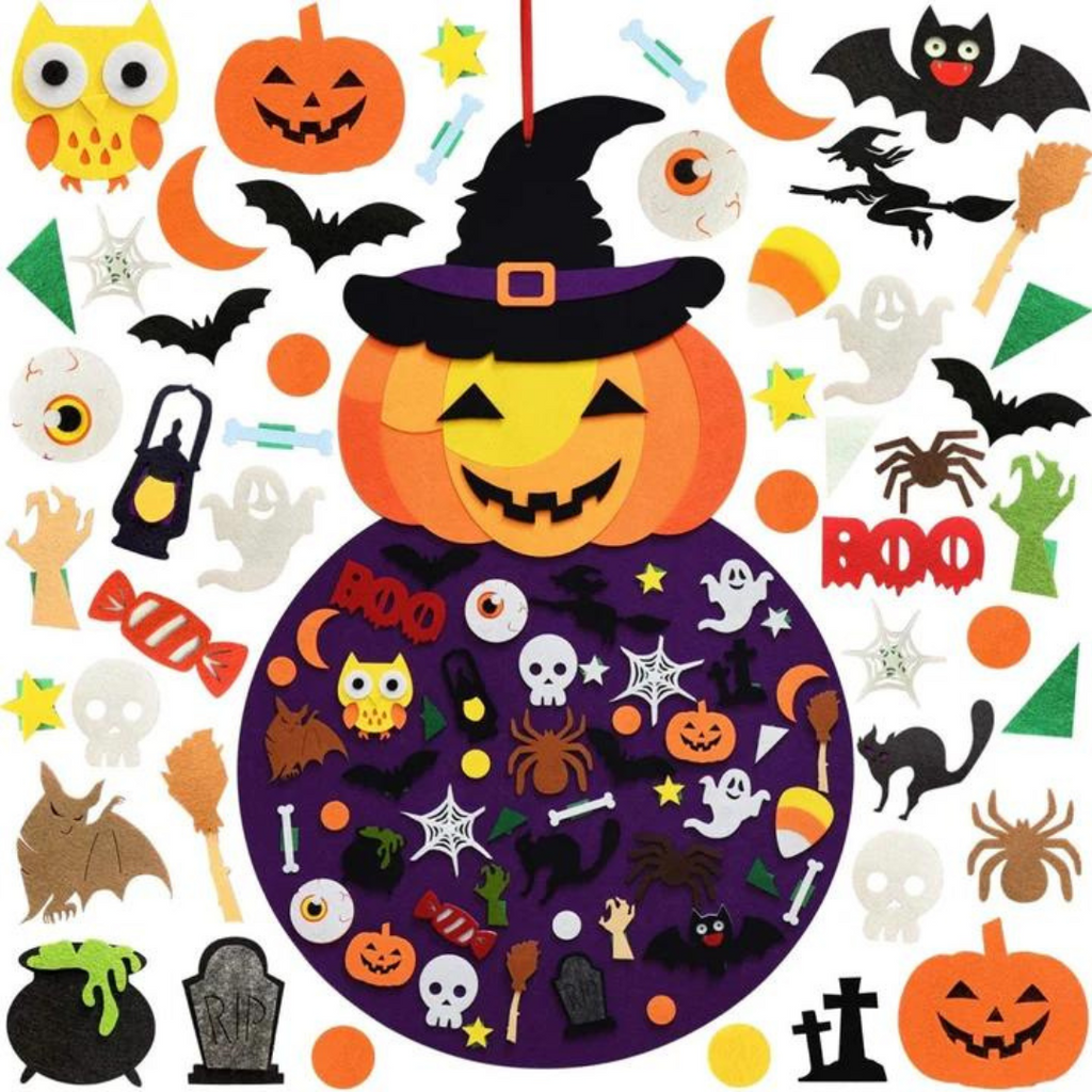 Halloween's Felt Board with 50+ Pieces and Wall Hanging Design for Kids