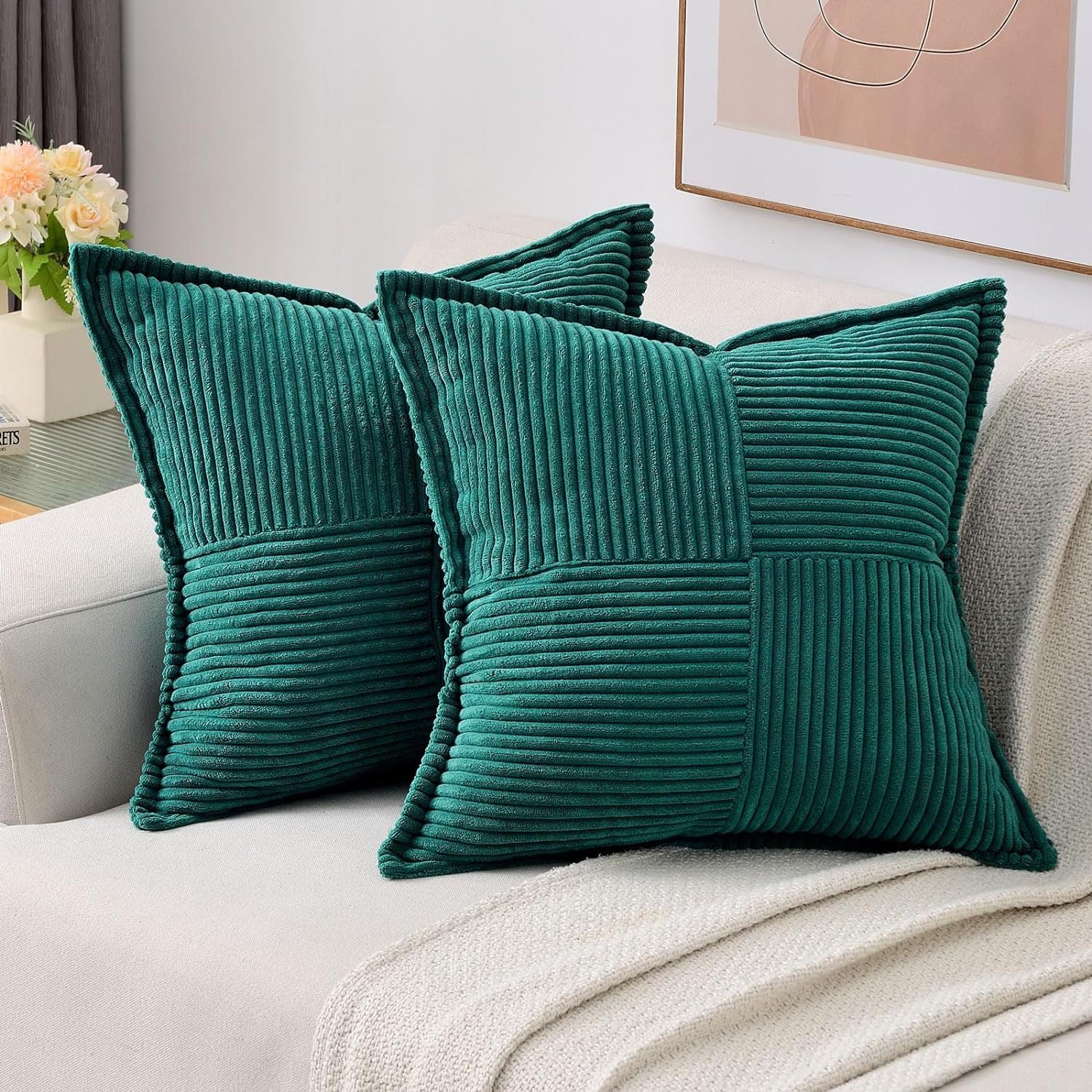 Corduroy Pillow Covers Super Soft Boho Striped Pillow Covers