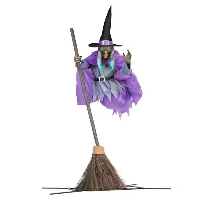 Halloween's 6-Foot Cloth Flying Witch Decoration with Ground Stake