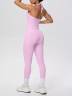 Halter Neck Cami and High-Waisted Pocket Leggings Active Set