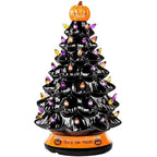 Halloween's LED Ceramic Holiday Tree with Purple & Orange Beads