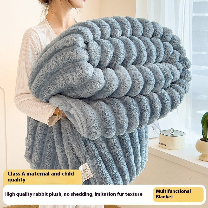 Luxury Imitation Rabbit Fur Shawl Blanket – Soft & Warm Throw