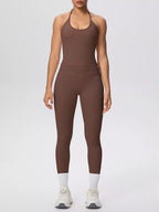 Halter Neck Cami and High-Waisted Pocket Leggings Active Set