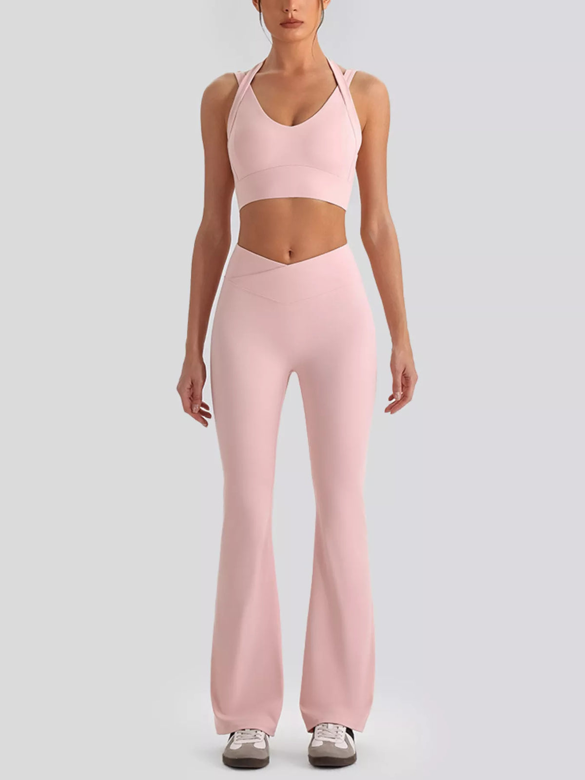 Seamless Criss-Cross V-Neck Tank and Leggings Active Set