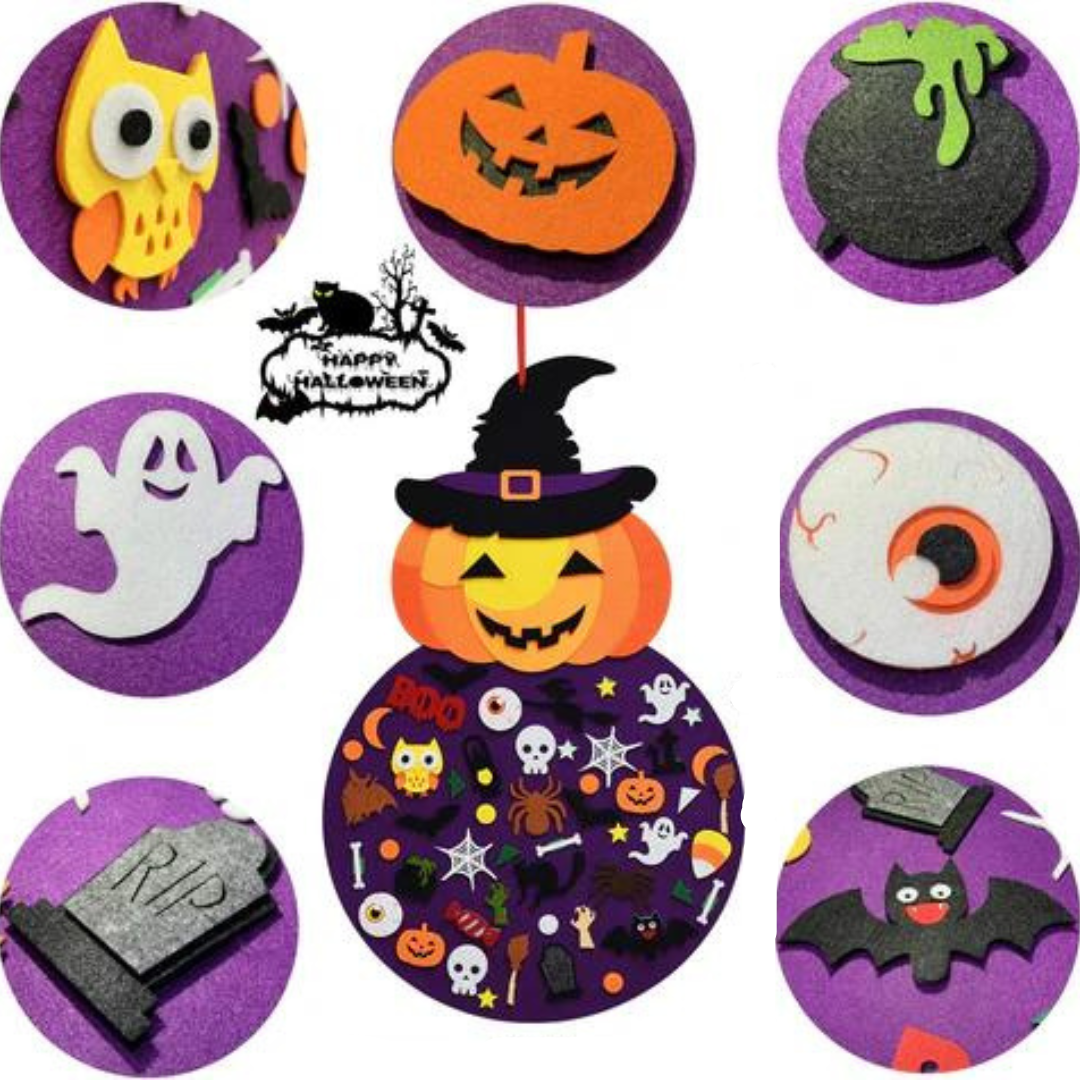 Halloween's Felt Board with 50+ Pieces and Wall Hanging Design for Kids