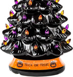 Halloween's LED Ceramic Holiday Tree with Purple & Orange Beads
