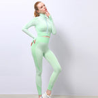 3-Piece Seamless Yoga and Gym Set with Leggings, Crop Top and Sports Bra