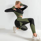 3-Piece Seamless Yoga and Gym Set with Leggings, Crop Top and Sports Bra