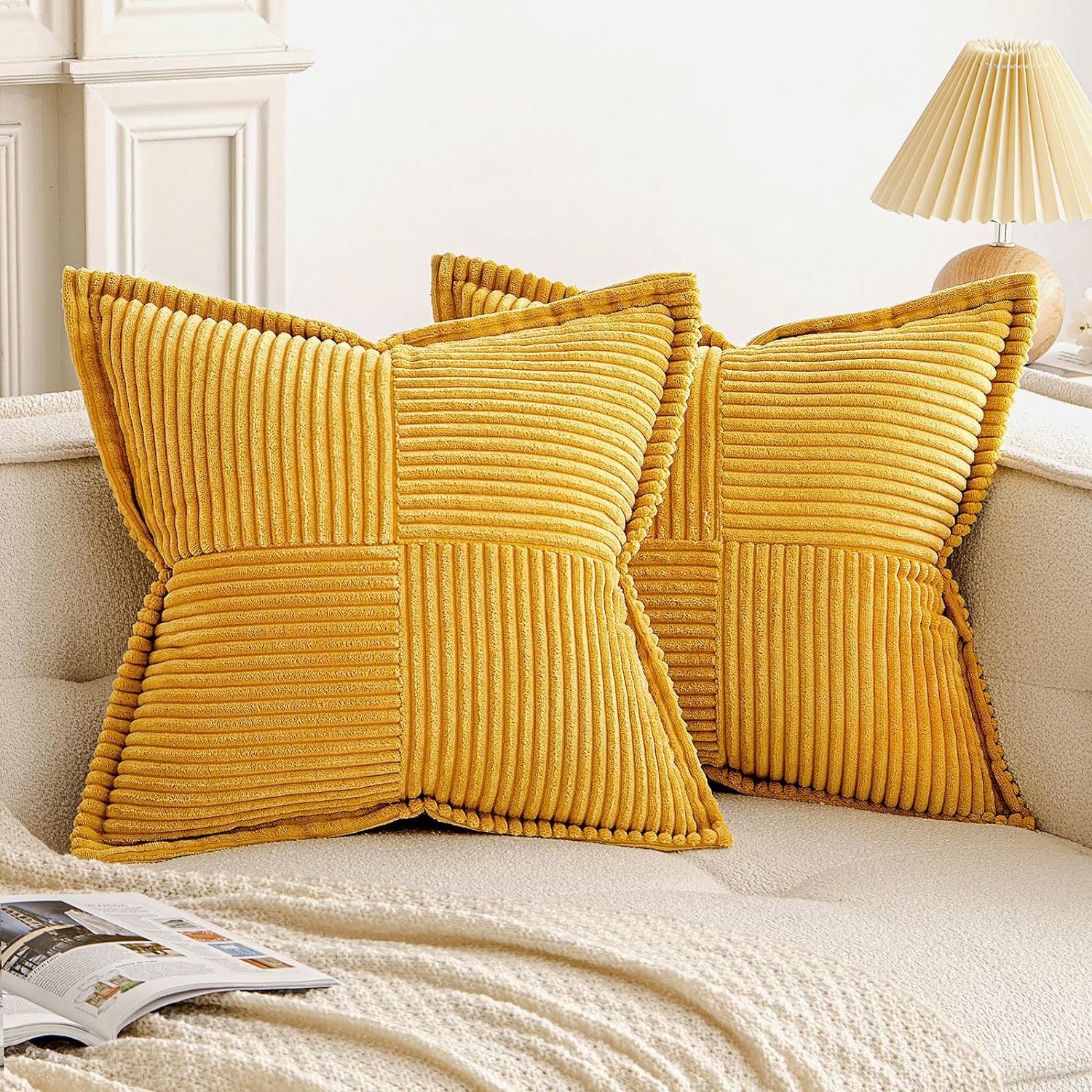 Corduroy Pillow Covers Super Soft Boho Striped Pillow Covers
