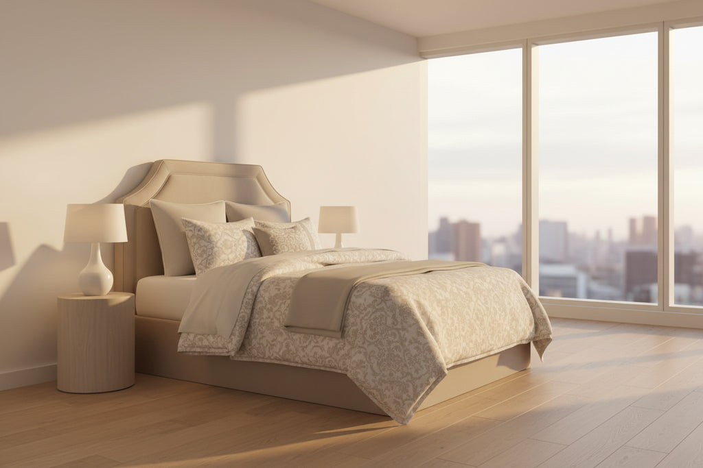 Luxury Embroidered 8-Piece Comforter Set – Neutral King Bedding