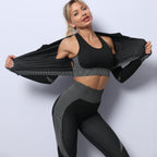 3-Piece Seamless Yoga and Gym Set with Leggings, Crop Top and Sports Bra