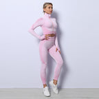 3-Piece Seamless Yoga and Gym Set with Leggings, Crop Top and Sports Bra