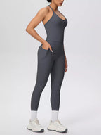 Halter Neck Cami and High-Waisted Pocket Leggings Active Set