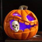 Halloween's Carved Jack O'Lantern Ornament with Skull Detail in Resin