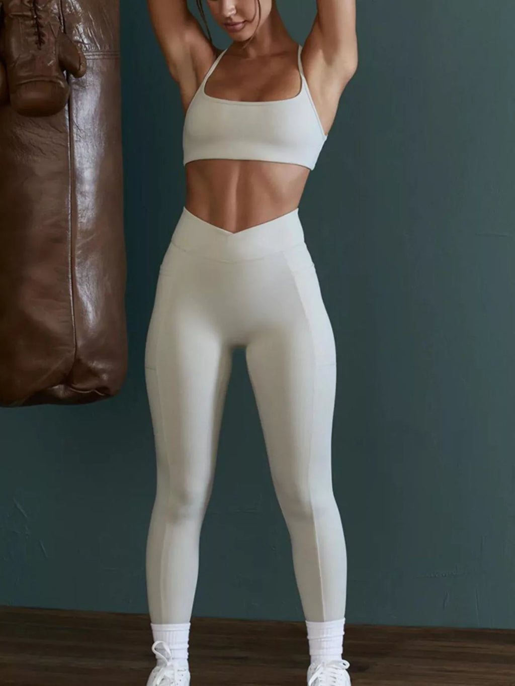 Seamless Cross-Waist Backless Cami and Leggings Active Set