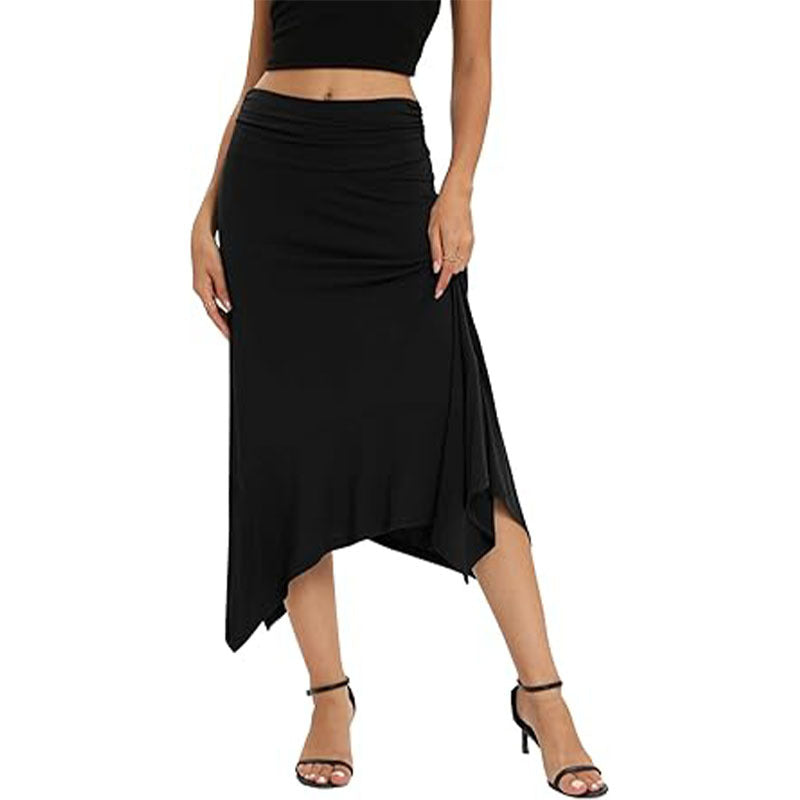 Women’s Pleated Irregular Hem Skirt – Elegant High-Waist Fashion