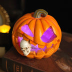 Halloween's Carved Jack O'Lantern Ornament with Skull Detail in Resin