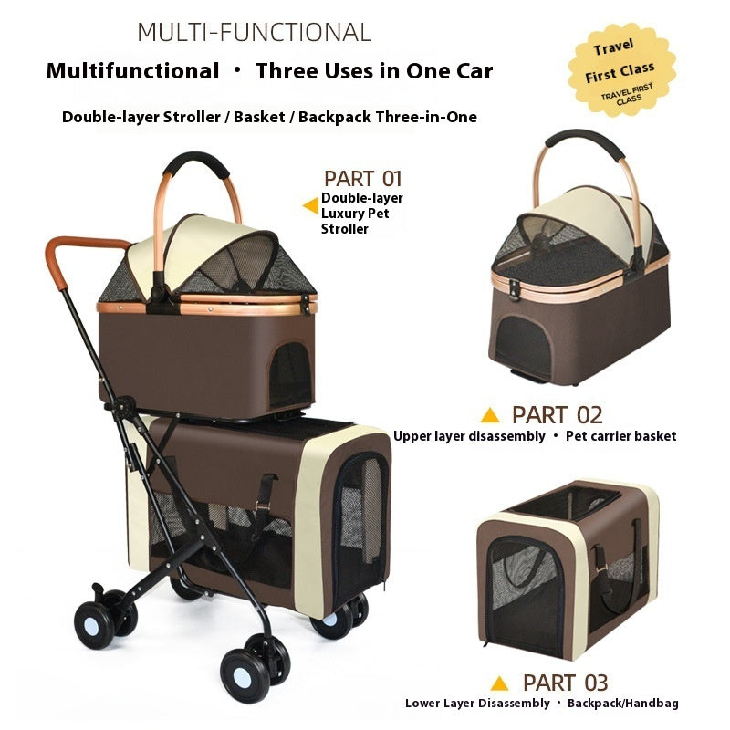 Foldable Pet Trolley with Wheels – Travel Pet Carrier