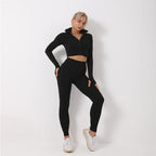 3-Piece Seamless Yoga and Gym Set with Leggings, Crop Top and Sports Bra