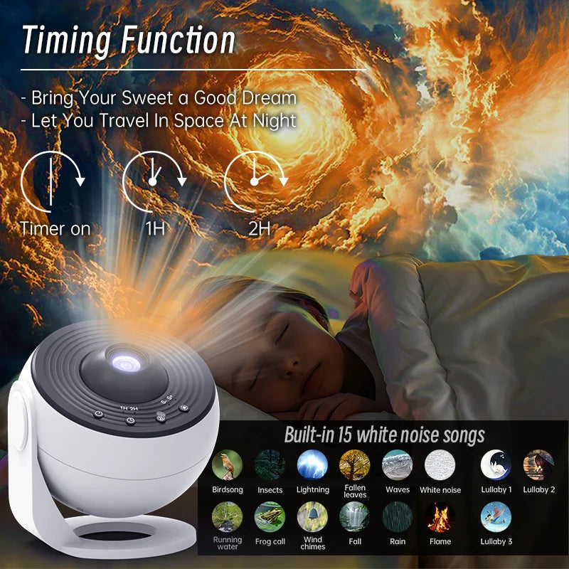 HD Galaxy Star Projector Night Light – Bluetooth & Remote Control
