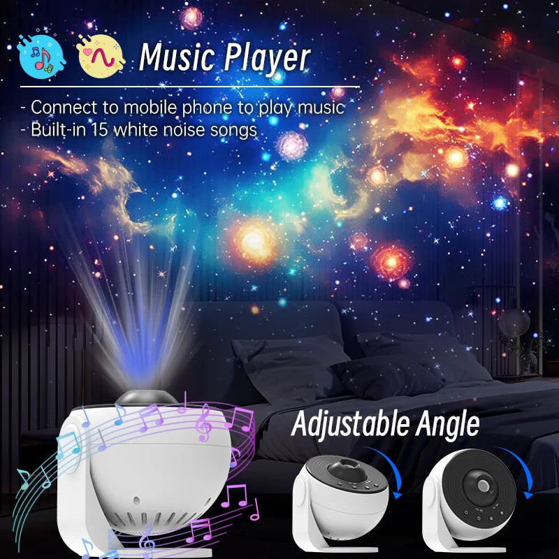 HD Galaxy Star Projector Night Light – Bluetooth & Remote Control