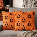 Halloween's Pumpkin Pattern Throw Pillow Cover with Soft Microfiber Fabric