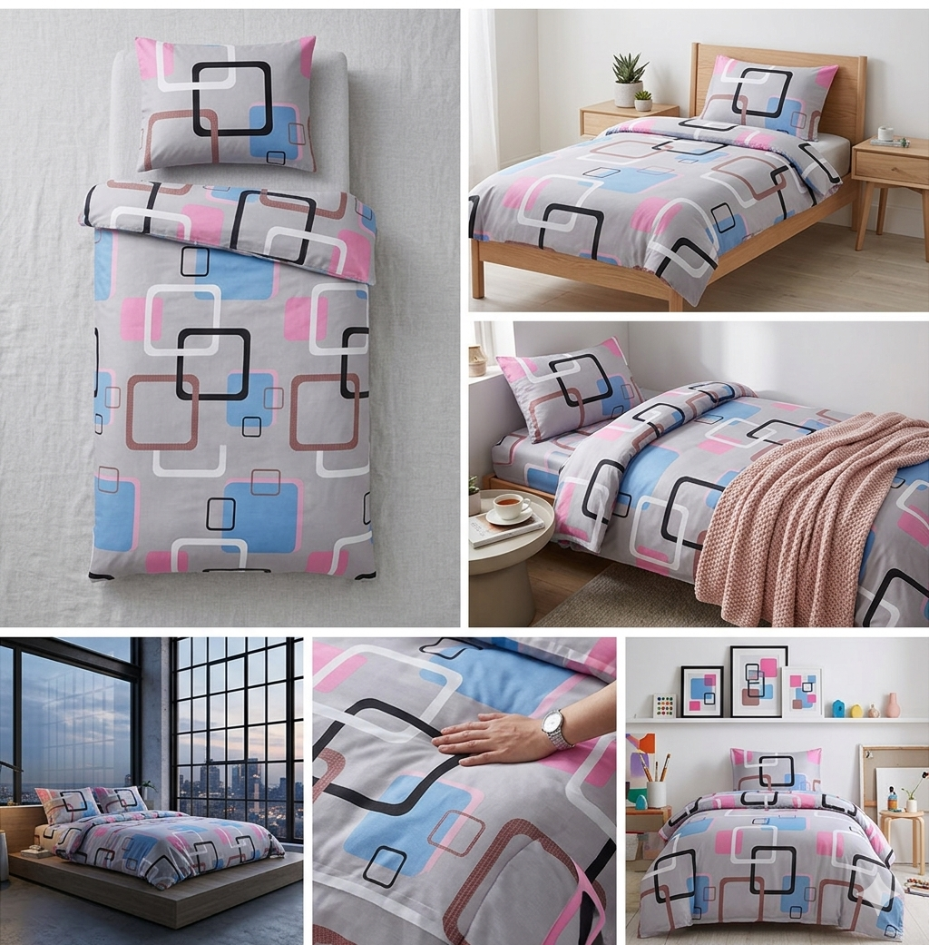 Single Bed Sheet Duvet Cover Set – Soft Breathable Bedding