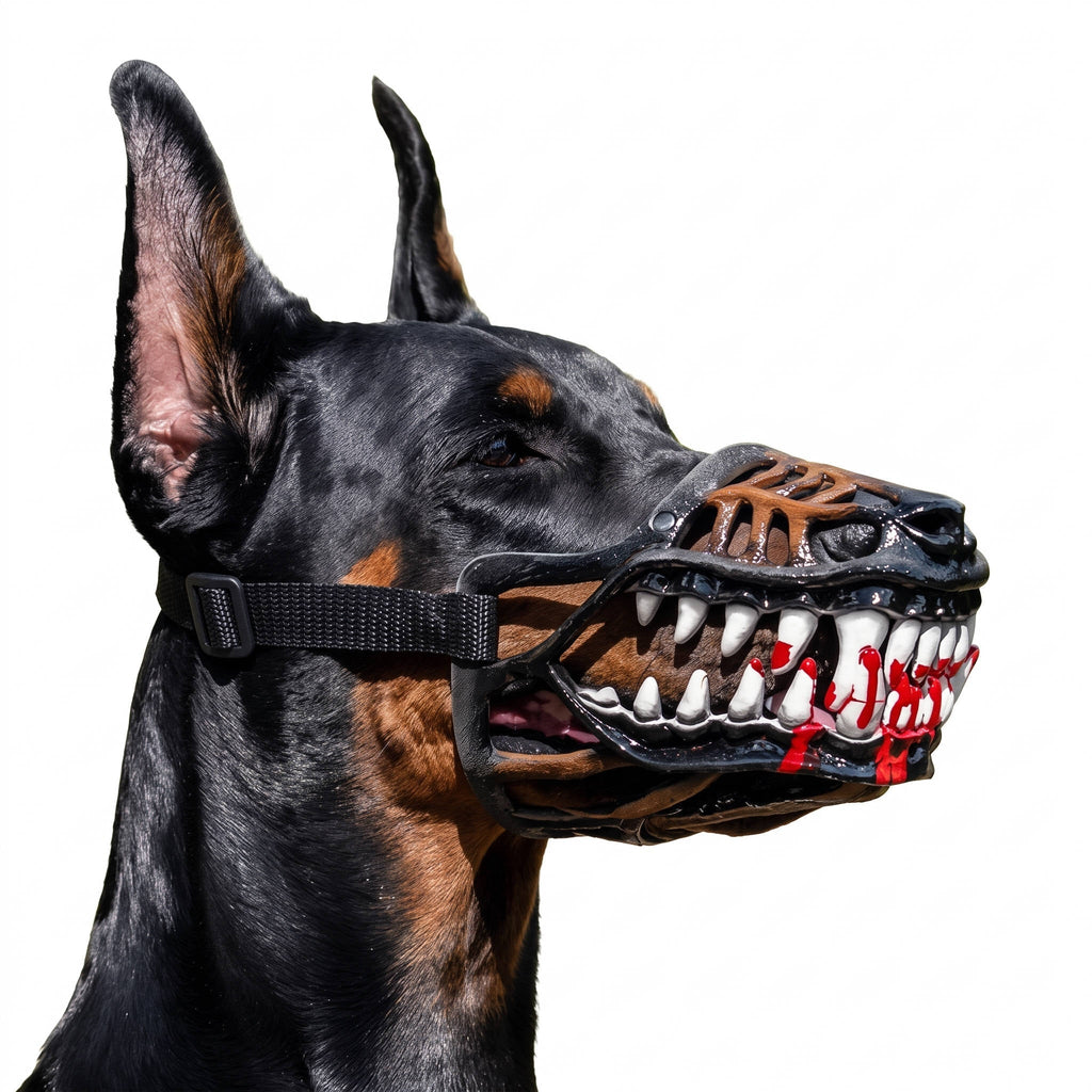 Halloween's Realistic Red Teeth Dog Muzzle for Cosplay & Safety