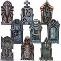 Halloween's 9 PCS 16 Inch Plastic Tombstones with Metal Stakes for Yard Decor