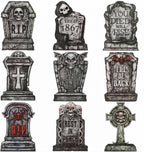 Halloween's 9 PCS 16 Inch Plastic Tombstones with Metal Stakes for Yard Decor