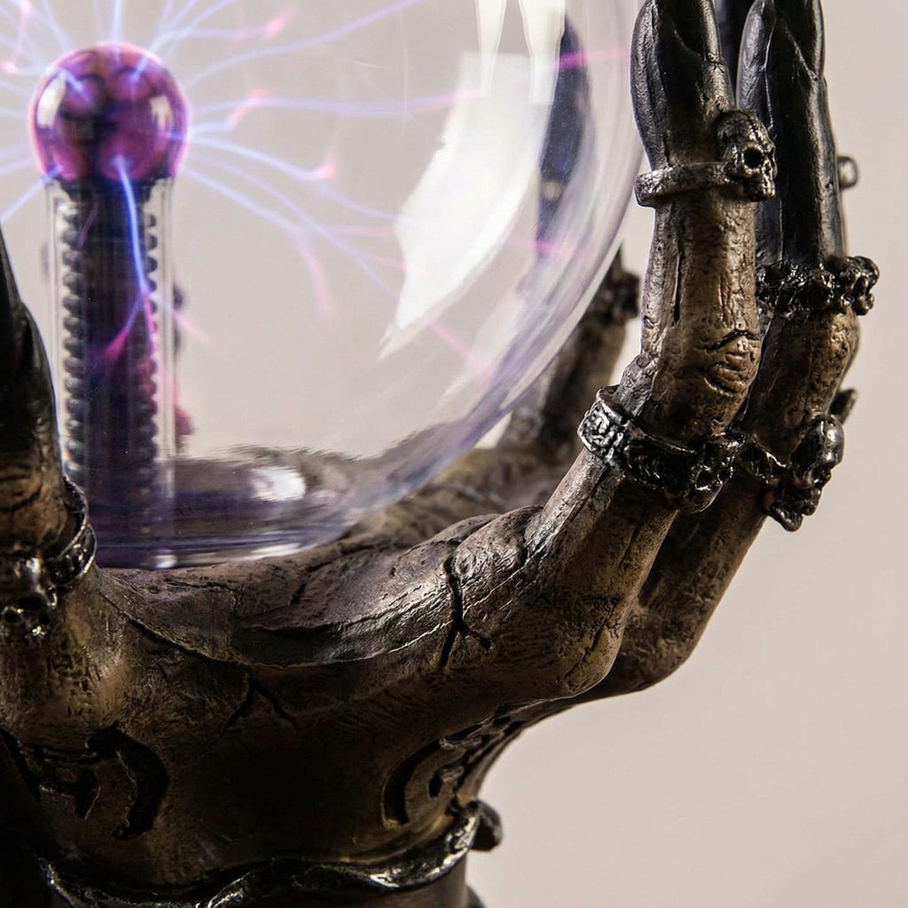 Halloween's Interactive Touch Globe Skeletal Hand Plasma Lamp