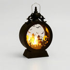 Halloween's Gothic Window LED Lantern with Silhouette Cutouts