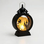 Halloween's Gothic Window LED Lantern with Silhouette Cutouts