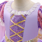 Halloween's Girls Ball Gown Dress with Puff Sleeves and Applique Detail