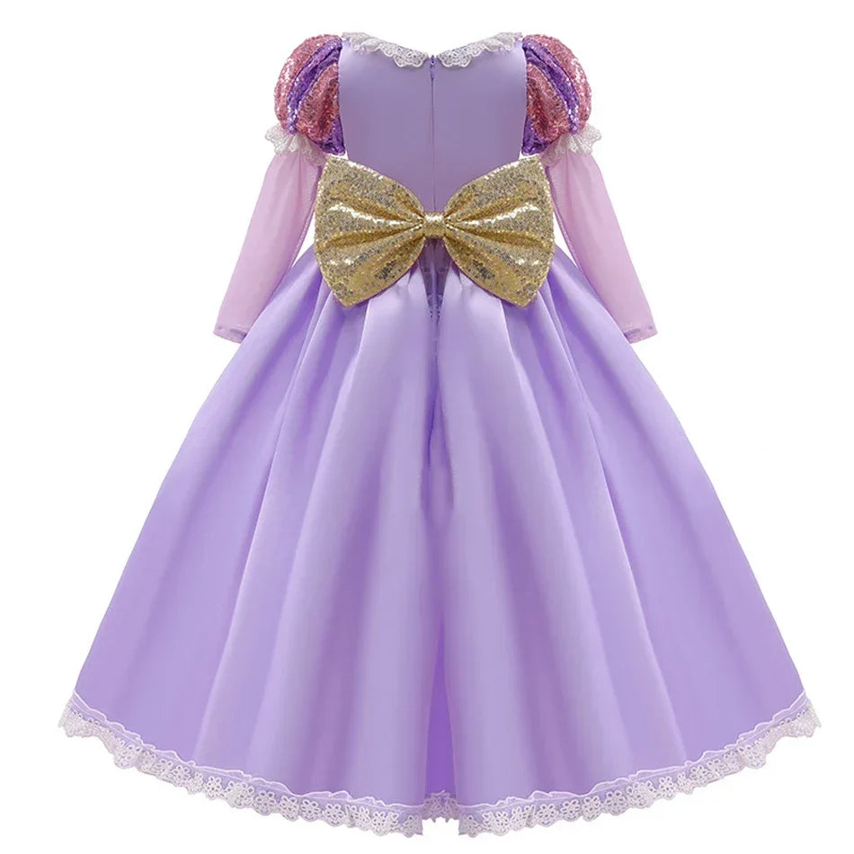 Halloween's Girls Ball Gown Dress with Puff Sleeves and Applique Detail