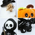 Halloween's Soft Plush Characters with Embroidered Faces and Designs