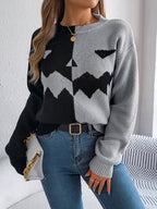 Halloween's Jack O' Lantern Knit Sweater with Ribbed Cuffs, Midi Length