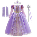 Halloween's Girls Ball Gown Dress with Puff Sleeves and Applique Detail