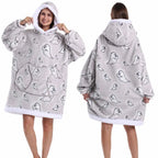Oversized Plush Hoodie Blanket Warm Winter Loungewear