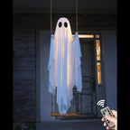 Halloween's Outdoor Ghost Swing with String Lights for Porch Display