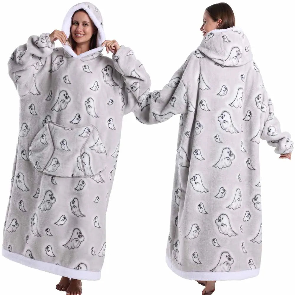 Extra Long Halloween Blanket Hoodie Sweatshirt