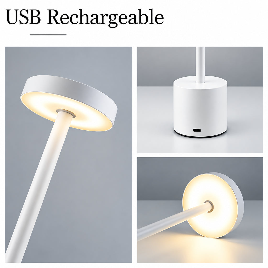 USB rechargeable lamp with different angles on a gray background